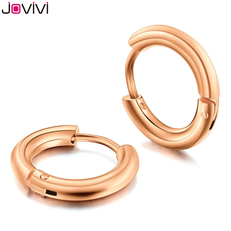 Серьги кольца JOVIVI 18 г из нержавеющей стали розовое золото круглые милые