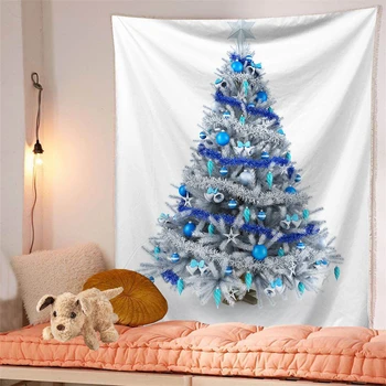 

Xmas Decorative Christmas Wall Tapestry Watercolor Painted Landscape Tapestry Christmas Tree Mandala Wall Carpet Boho Home Decor