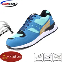 Мужская Рабочая обувь со стальной пластиной, Мужская дышащая уличная спортивная обувь, защищающая от разбивания перфорированная Рабочая boots35-45