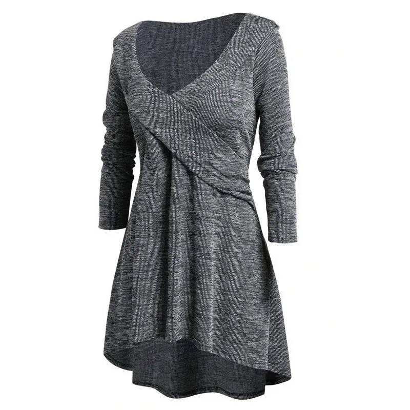 Spring Autumn Knitted A-line Dress Women Long Sleeve Mini Swing Dress Stetch Sexy V-neck Casual Dresses Vestidos Plus Size 5XL