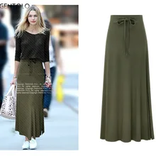 Lugentolo, Женская юбка, длинная, тонкая, сексуальная, модная, с разрезом, осень и зима, новинка, сплошной цвет, пояс, повседневная, размера плюс 4XL