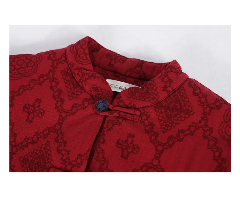 LZJN 2019 Winter Jacket Women Stand Collar Quilted Overcoat Long Chinese Parka Jacquard Autumn Coat Pocket Winterjas  (32)