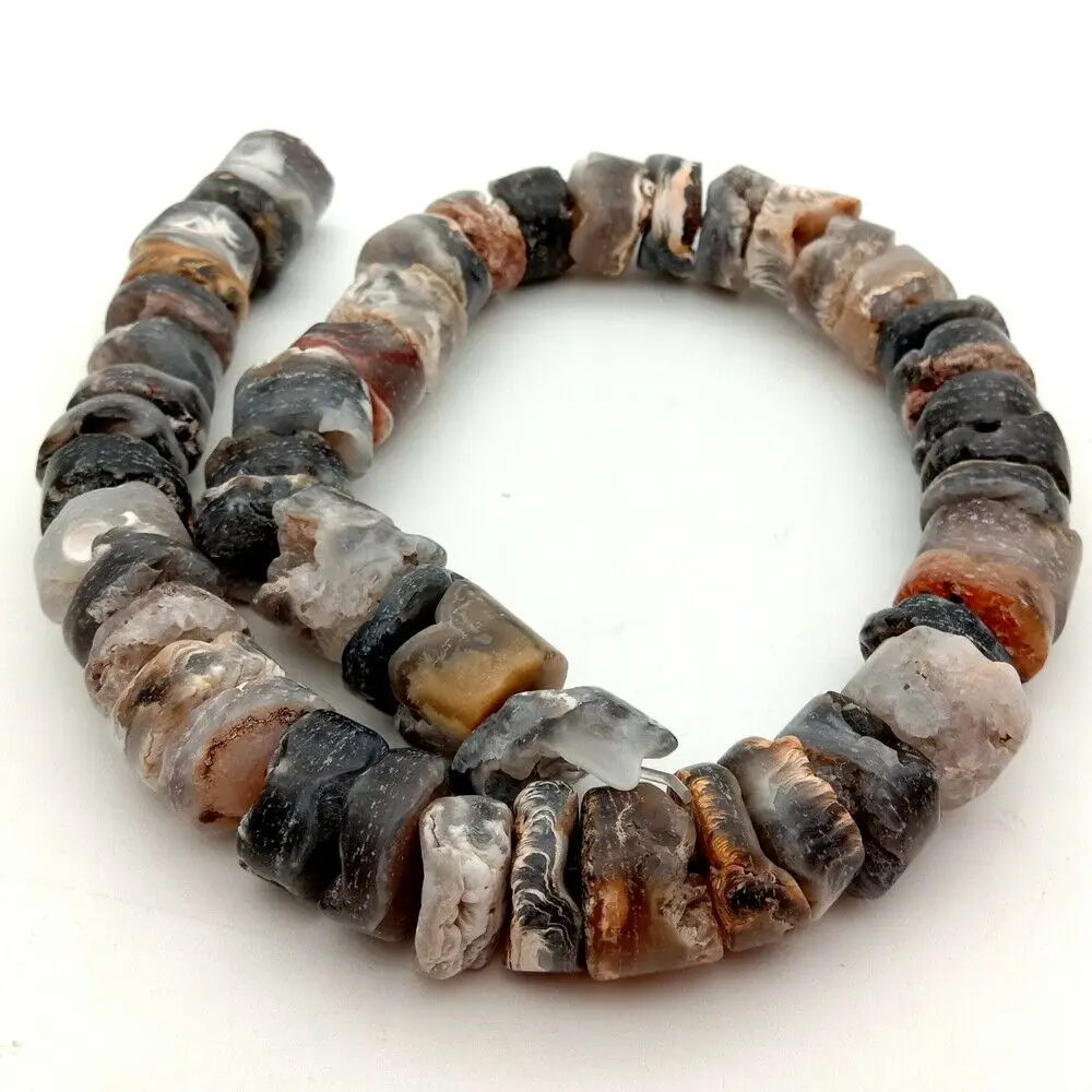 

Natural Agate Rondelle Beads Slice Slab Disc Beads Jewerly Making 8x15mm 15.5