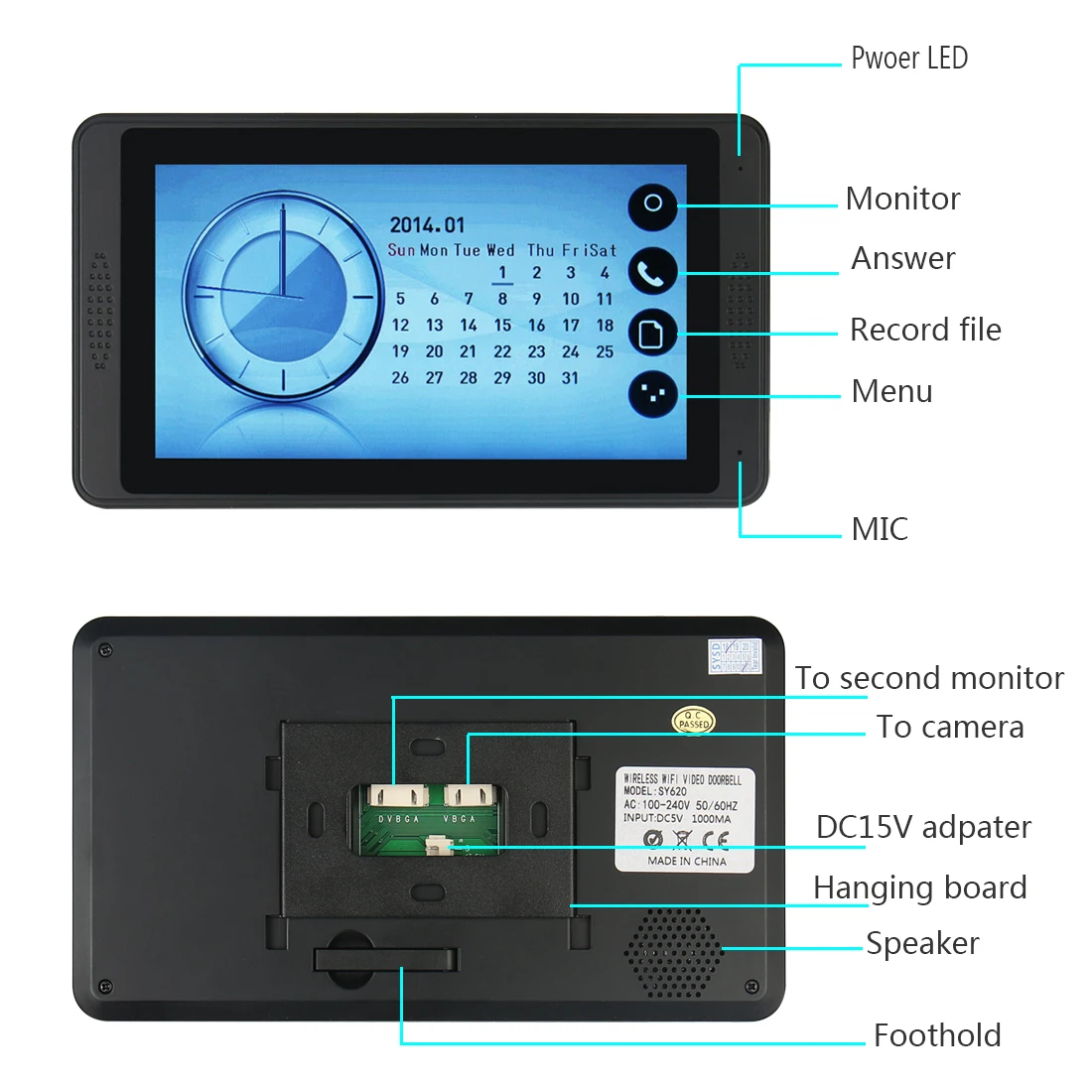 7 inch Intercom Doorbell Fingerprint Password Remote Unlocking Touch Screen Night Vision Video Electronic Wired Door Bell legrand video door phone