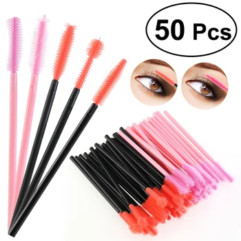

NUOLUX 50pcs Disposable Silicone Eyelash Mascara Wands Brush Set Cosmetic Eyelash Extension Spoolies Applicators