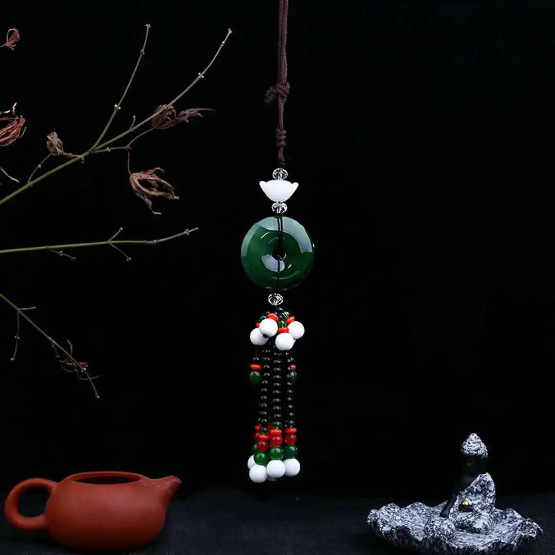 

Automobile Hanging Ornament Emerald Safe Trip Car Mounted Pendant Stereo Carving Car Decorations