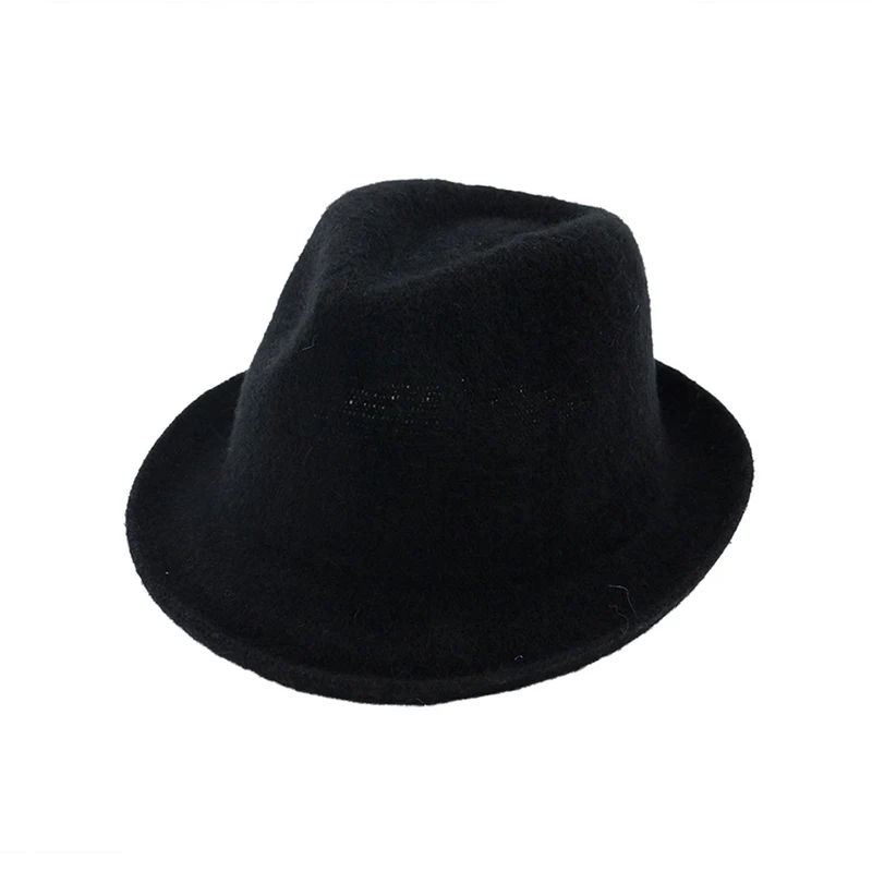 FS шерстяная женская мужская фетровая шляпа для зимы осени Элегантная Дамская Гангстерская фетровая джазовая шляпа свернутая вязанная верхняя шляпы-котелки - Цвет: Navy