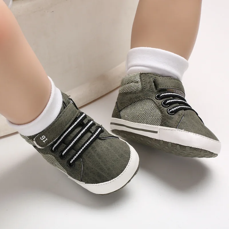 Новая Осенняя детская обувь для мальчиков; повседневная обувь для новорожденных с мягкой подошвой, сшитая из искусственной кожи, на липучке - Цвет: 4