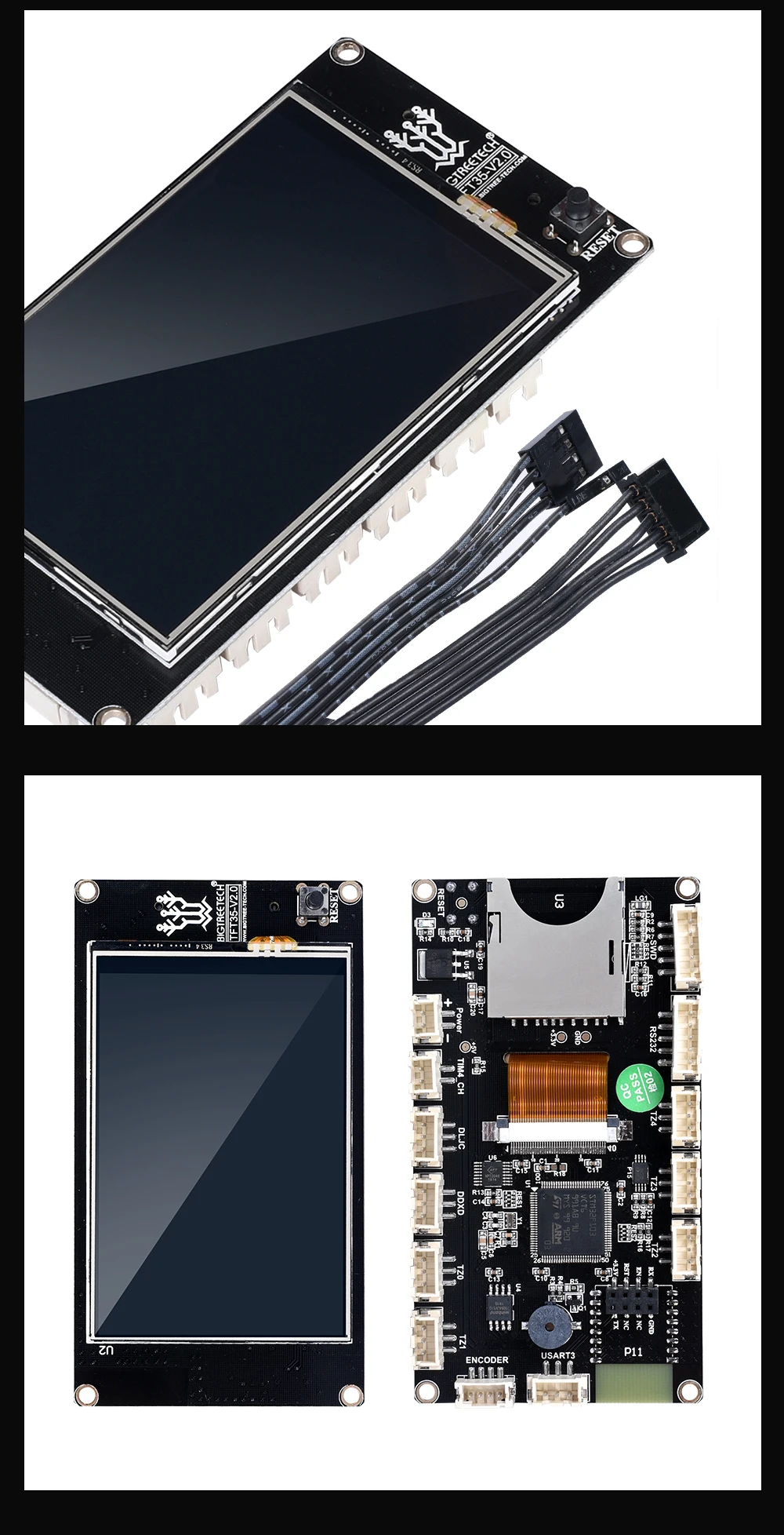 BIGTREETECH TFT35 V2.0 панель управления 3,5 дюймов сенсорный экран полноцветный ЖК-дисплей совместимый с MKS Gen V1.4 SKR V1.3 для 3d принтера