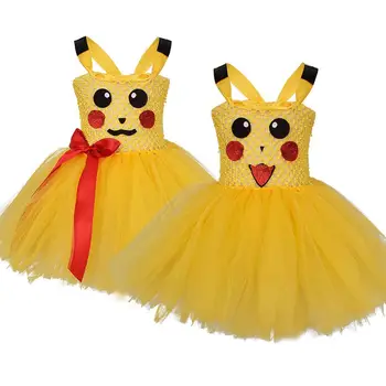 

Yellow Fluffy Tutu Dress Baby Girl Birthday Party Dresses 3 styles options Kids Halloween Cartoon Costume Toddler Dress 1-12Y