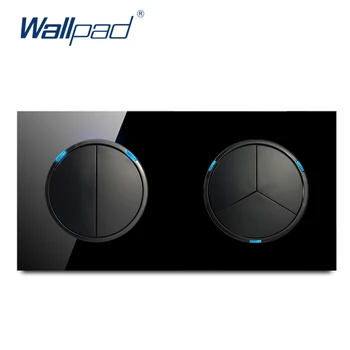 

2020 Wallpad 5 Gang 2 Way Random Click Push Button Wall Light Switch With LED Indicator Crystal Glass Panel 16A