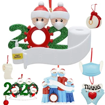 

Christmas Decoration for A Family Personalized Survivor Resin Ornament Masked Hand Wash Christmas Tree Pendant House Decor
