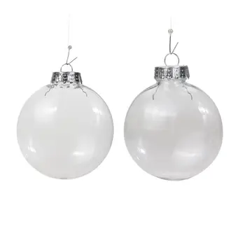 

10/12cm Hanging Ball Pendant Christmas Tree Clear Plastic Bauble Flat Ornament Kids Gift Favors Xmas Party Decoration Supplies