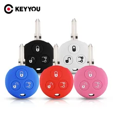 Keyyou silicone conjunto chave do carro capa caso escudo pele para mercedes benz smart city fortwo roadster 3 botão estilo do carro chave titular