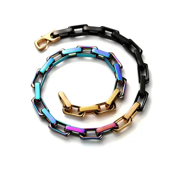 

color matching alloy necklace Domineering vacuum plating jewelry tide HIPHOP men and women hand stitching chain