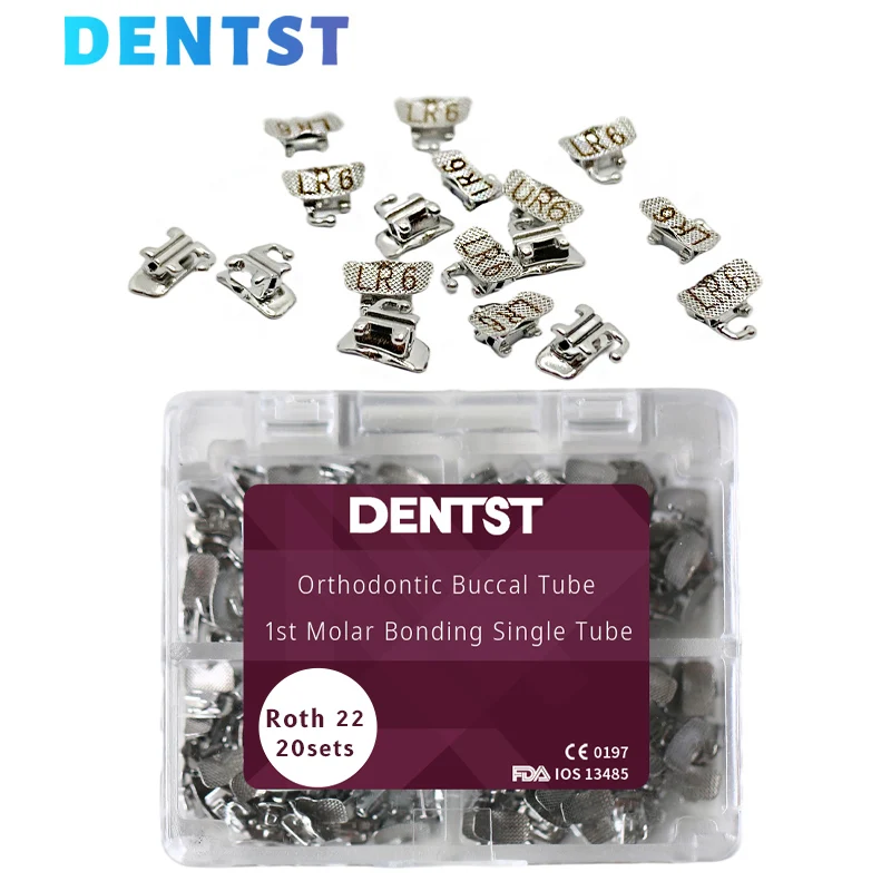 20Sets/80pcs Orthodontic 1st Molar Convertible Buccal Tube Dental Bondable Roth Single Mesh Base Laser Mark | Красота и здоровье