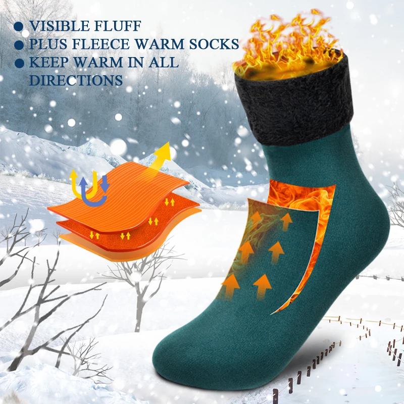 Winter Warmer Women Thicken Thermal Wool Cashmere Snow Socks Seamless Soft Solid Velvet Boots Floor Sleeping Sock for Men Unisex