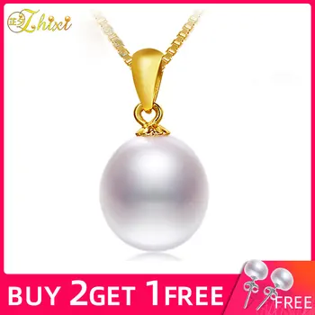 

Classic 18K Yellow Gold Fine Pearl Jewelry Natural Pearl Pendant Necklace Big White Stone Charms Pendant Best Gift For Women D01