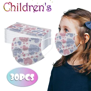 

10/20/30pcs Children's Face Mask Fashion Unisex Breathable Mask cotton blend Non-reusable Breathable Printed Mask Mascherina