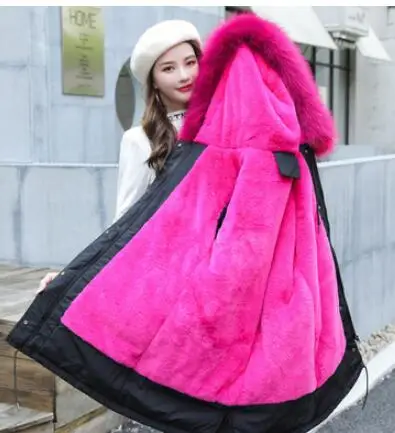 Куртка женская зимняя парка новые женские пальто плюс вельветовые толстые теплые хлопковые пальто российские зимние-40 градусов куртки свободные парки G10 - Цвет: rose Red