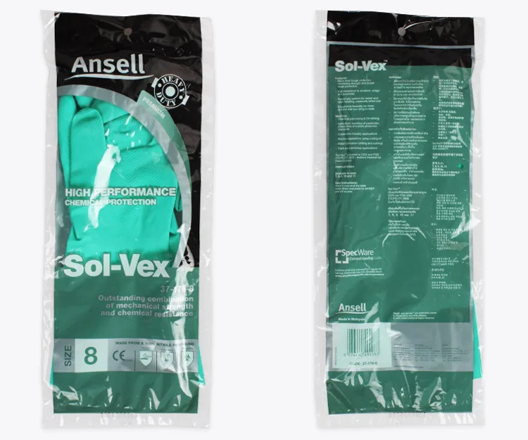 Ansell Acid And Alkali Resistant Safety Gloves Waterproof Oil Anti-Skid Gloves CE Certification Chemistry Laboratory Protection (8)