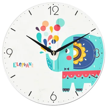 

30cm Silent Wall Clock Elephant Quartz Retro Large Vintage Rustic Shabby Colorful Non Ticking Quiet Decorative Living Room