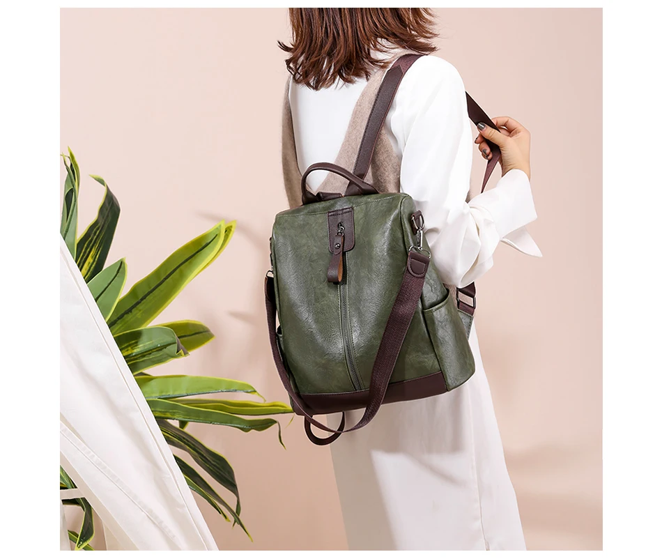 Модный женский рюкзак с защитой от краж, многофункциональный винтажный рюкзак для женщин, Большой Вместительный рюкзак для ноутбука, дорожная сумка, школьная сумка