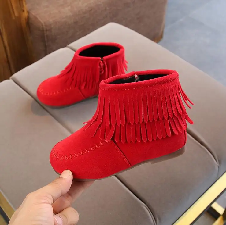 

Winter Fashion Toddler Girls Boots Tassels Kids Boots Fringes Warm Cotton-padded Princess Classical Sweet Boot 21-30