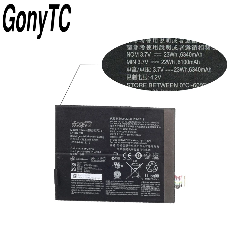GONYTC L11C2P32 Tablet Крышка батарейного отсека для LENOVO IdeaTad S6000 S6000-F S6000-H A7600 A7600-HV A7600-F S6000L-F A10-80HC
