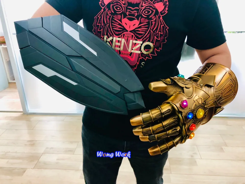 Wong рабочий HCMY Thanos Infinity Gauntlet металлический 1:1 носимый Косплей статуя светодиодный