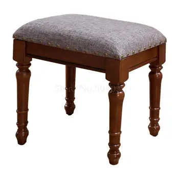 

American country dressing stool solid wood European makeup stool retro shoes bench small sofa stool selling