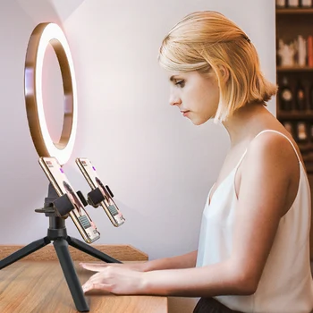 Online 10 Inch LED Ring Licht Lampe Selfie Kamera Telefon Studio Stativ Dimmbare Einstellbare Winkel LHB99