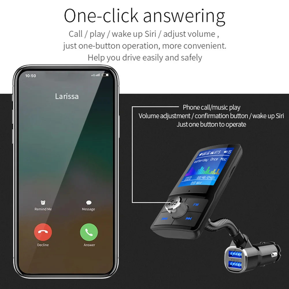 Fm-передатчик Автомобильный MP3 беспроводной набор гарнитуры с Bluetooth аудио AUX модулятор с QC3.0 двойное зарядное устройство USB цветной экран