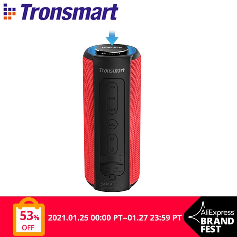 Tronsmart T6 Plus Беспроводная колонка Мощностью 40Вт с Глубоким Басом и удобным