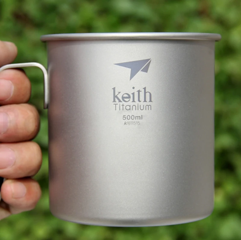 Keith титановые кружки для воды, кофейная кружка, титановая прочная Питьевая чашка с крышкой для напитков, кофе, молока, офисные кружки для воды, 400 мл-650 мл