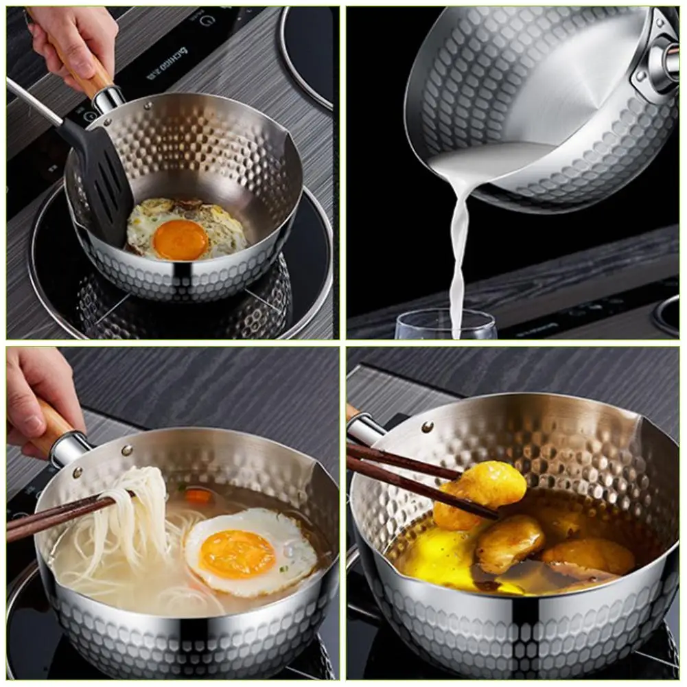 Japanese Saucepan Non-Stick Stainless Steel Milk Pots Soup Pot Kitchen Cooking Pan With Wooden Handle Cookware 20Cm 12 Japanese Saucepan Non-Stick Stainless Steel Milk Pots Soup Pot Kitchen Cooking Pan With Wooden Handle Cookware 20Cm