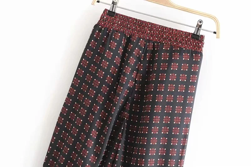 Увядшие осенние штаны-шаровары женские английские преппи Drawstring геометрические Панталоны с принтами mujer pantalon femme брюки женские