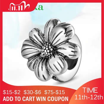 

New Trendy 925 Sterling Silver Delicate charming flowers Spacer Beads fit charms fine Bracelet Bangles Jewelry