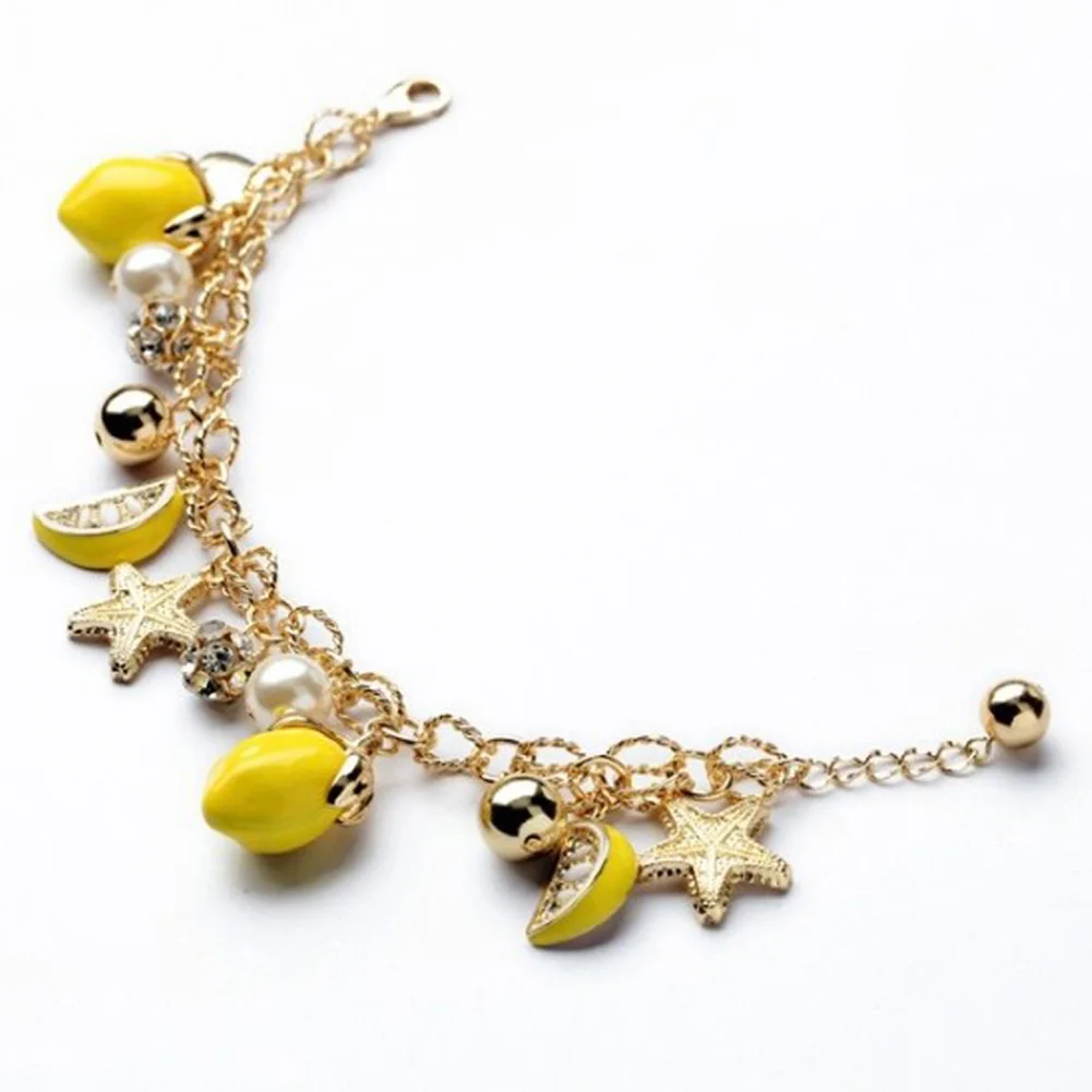 Новое поступление, подвеска в виде морской звезды, лимонный фрукт, OL стиль, браслет, корейская мода, женские браслеты и браслеты