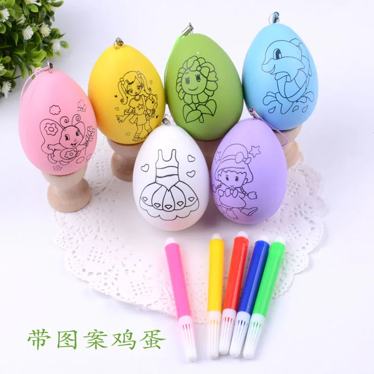 Children DIY with Plastic Painted Pattern Fake Egg White Embryo Color Model Painted Egg Unisex 10 Yuan