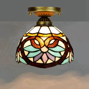 

Ou 8 inches 20 cm tiffany stained glass corridor corridor balcony baroque lamp small dome light love