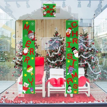 

3pcs Merry Christmas Buffalo Checker Red Porch Banners Front Door Sign Joy Hanging Christmas Decorations For Home Wall Outdoor
