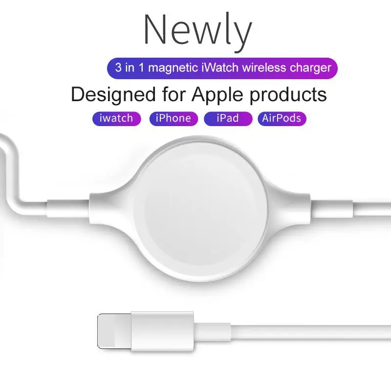 Портативное 3 в 1 зарядное устройство для IPhone Apple Watch Series 4/3/2/1/Беспроводная зарядка