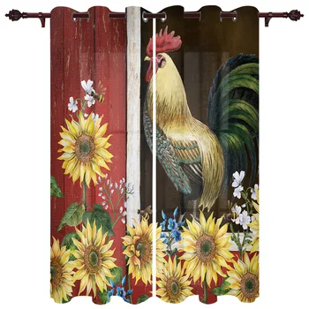

Farm Barn Chicken And Sunflower Window Curtains Kitchen Bedroom Decor Christmas Curtains Home Draperies Curtains for Living Room