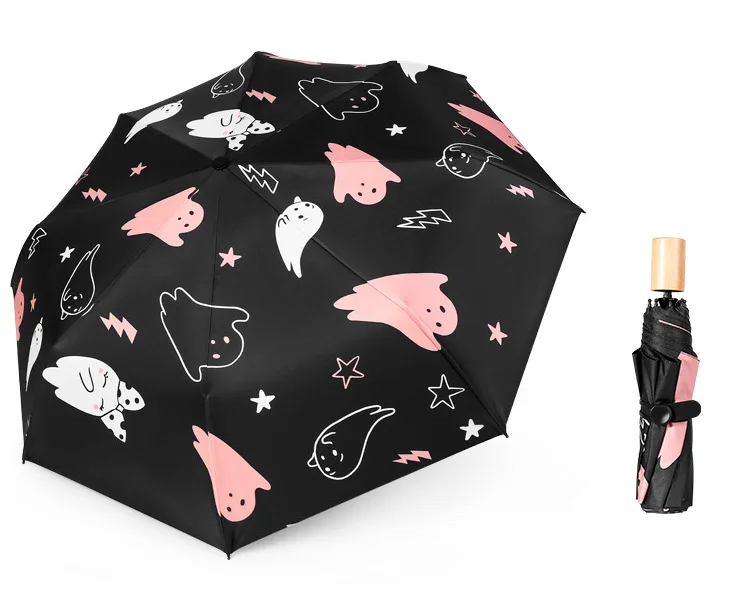 YADA INS New Cartoon Cute Cats Umbrella Folding Wood Handle Animal Umbrellas For Women UV Windproof Rainy Umbrella Parasol YD246