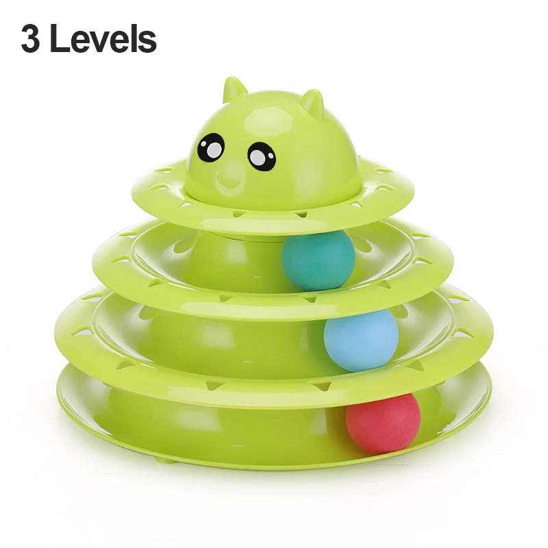 toy dogs for sale 3/4 Levels Pet Cat Toy Training Amusement Plate Kitten Tower Tracks Disc Cat Intelligence Triple Disc Tumbler Ball Interactive flopping fish cat toy Toys