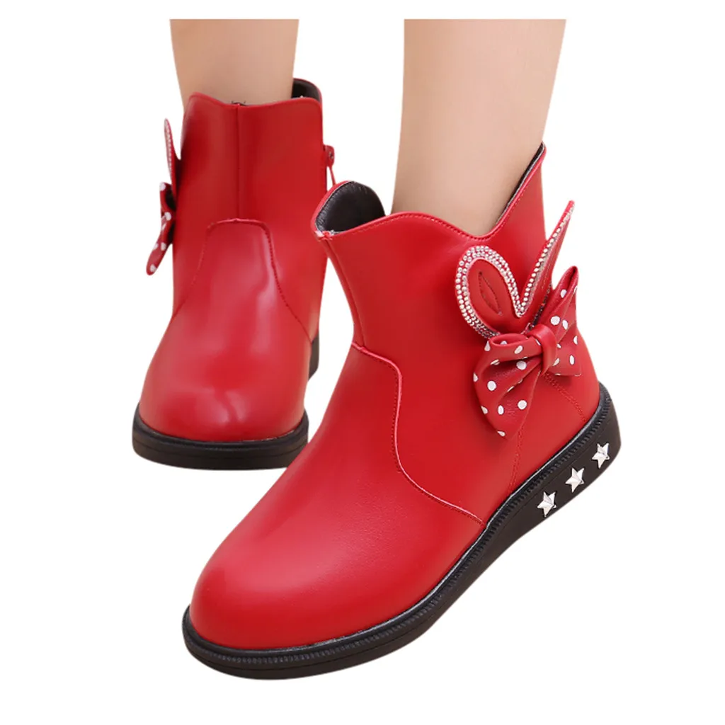 Г., Осенняя обувь для девочек, обувь для маленьких принцесс с бантом-бабочкой модные кожаные сапоги детские сапоги bottes fille - Цвет: RD