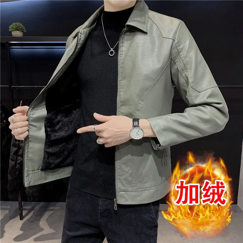 New Mens Leather Jackets Motorcyclist Jacket Autumn Winter Fashion Keep Warm Stand collar PU Coats Men Fashion Outerwear S-5XL