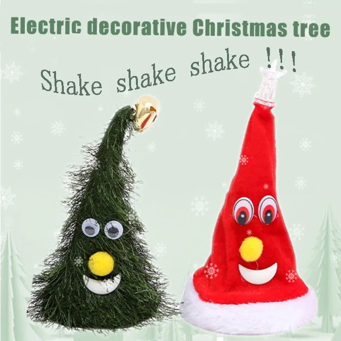 Рождественская электронная плюшевая игрушка Музыкальная кукла красный зеленый встряхивание Рождественская елка шляпа с колокольчиком звезда Рождественский Декор украшение для детей