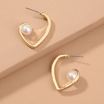 

2020 New Style Fashion Simple Small Earrings Ornament Metal Pearl Earring